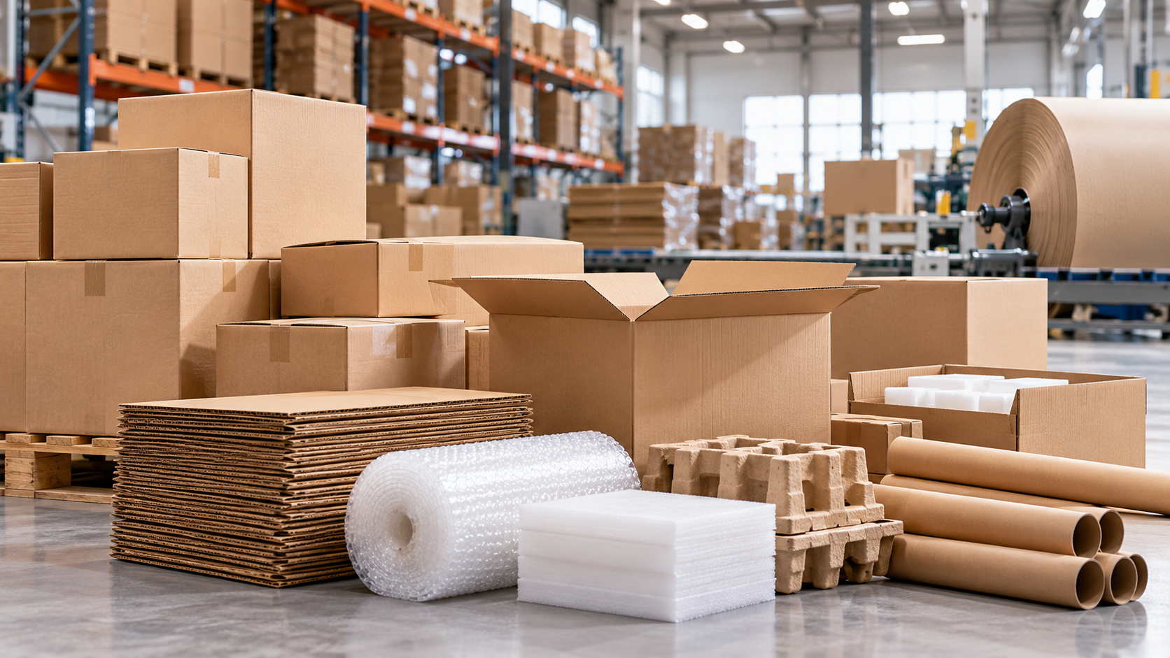 Fotografía de materiales y soluciones de empaque industrial